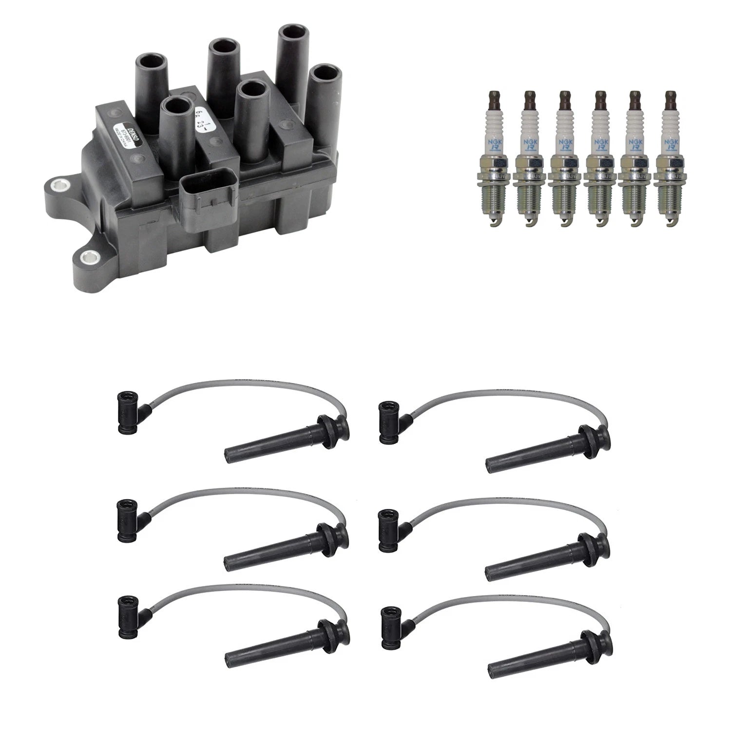 Denso Ignition Coil Wires & 6 NGK Platinum Spark Plugs for Sable V6 (1996–2005)