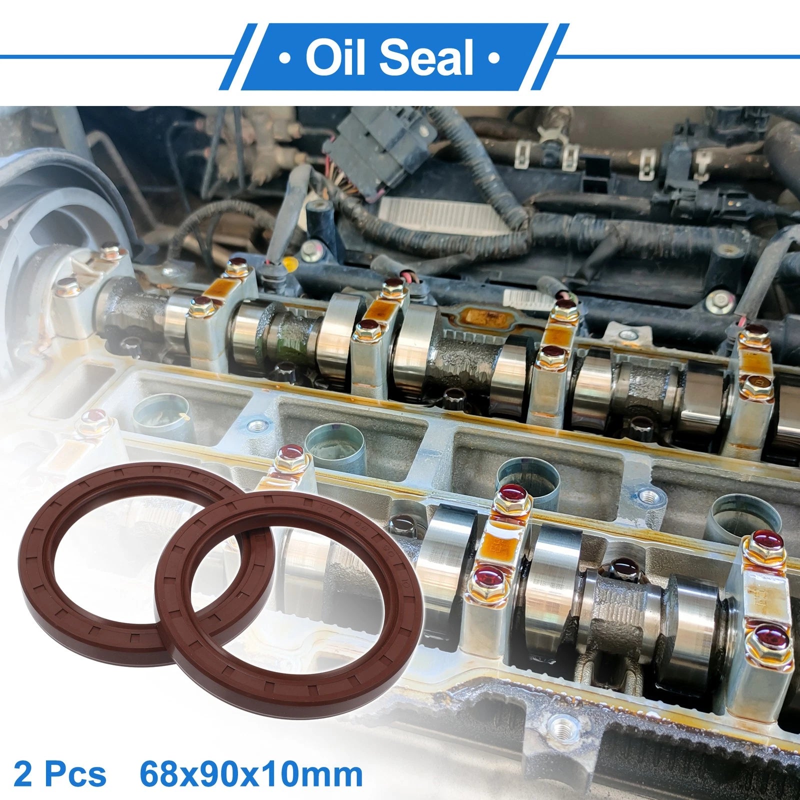 Set of 2 Oil Seal Rotary Shaft Seal FKM Rubber 68x90x10mm 683867304988