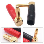 Set of 2 90 Degree L Type Banana Connectors 4mm for Speaker Wiring
