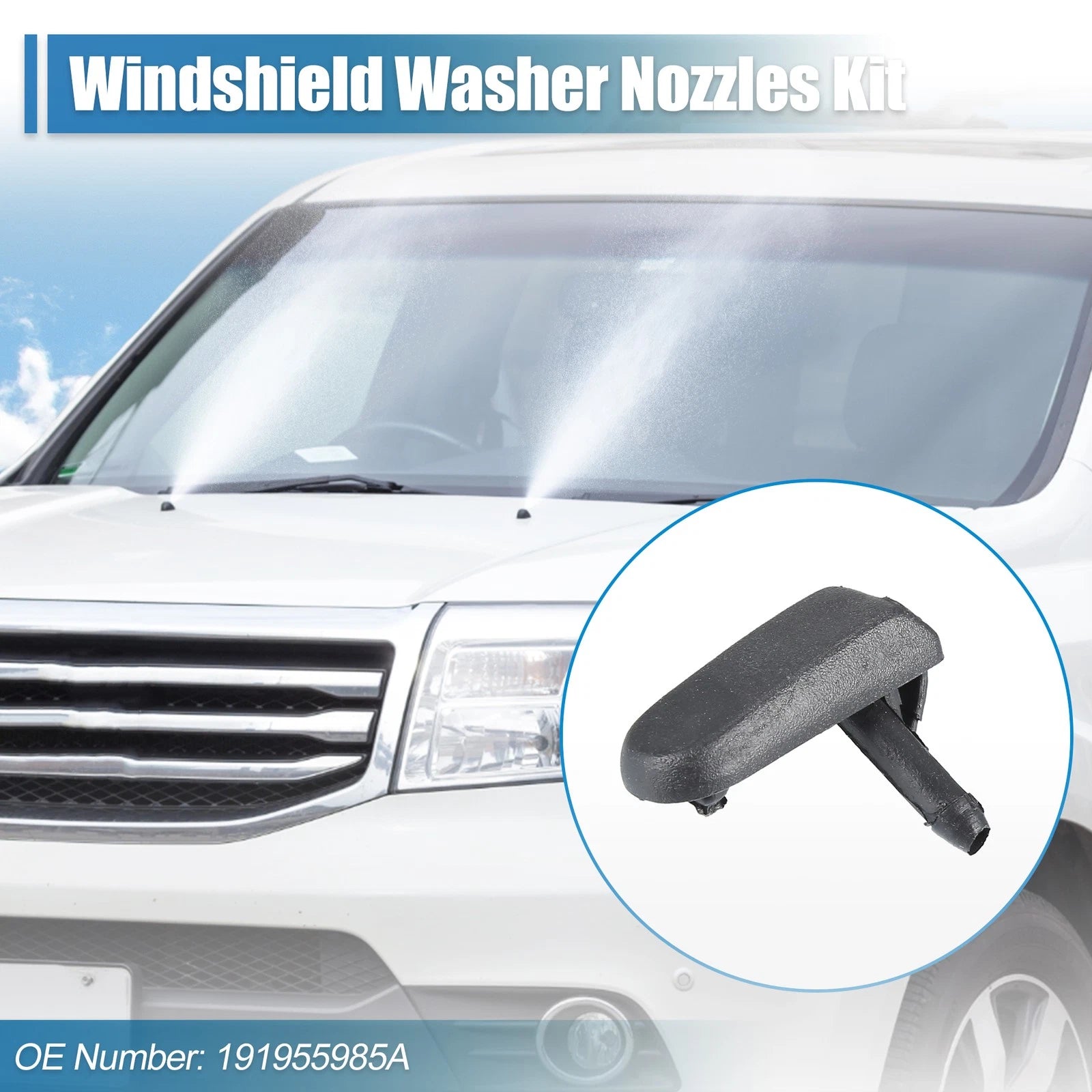 Set of 2 Windshield Washer Nozzles for Volkswagen (No. 191955985A)