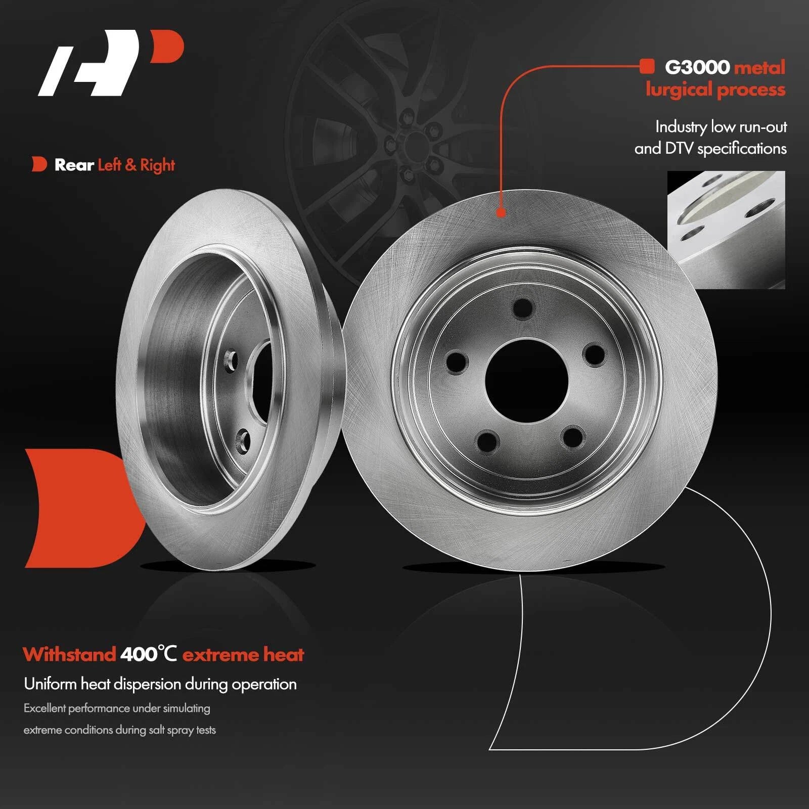 Rear Disc Brake Rotors & Ceramic Pads for Jeep Wrangler (2007–2017)