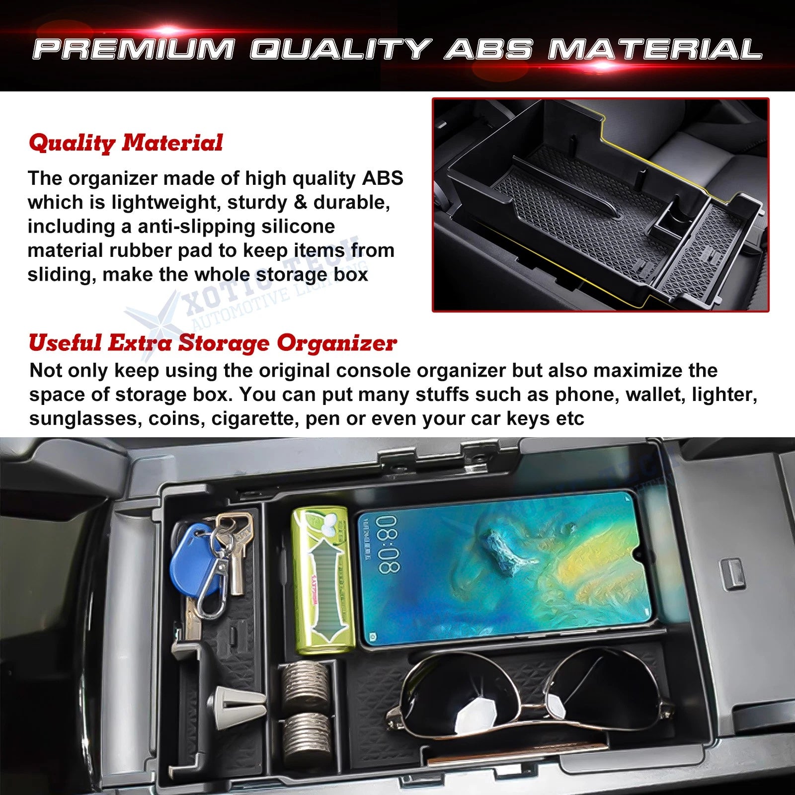 Center Console Tray Organizer Armrest Secondary Storage Box for Mazda 3 (2019-2026)