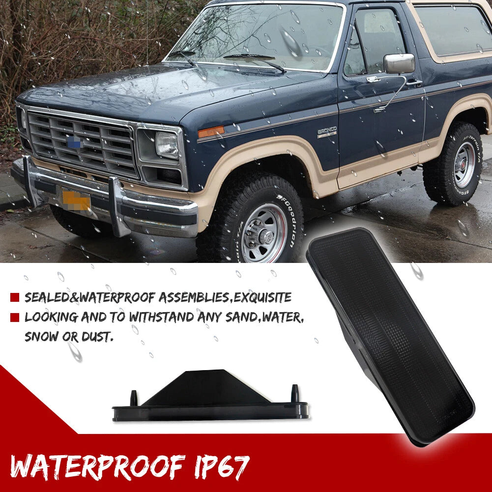 Smoked Front Bumper Turn Signal Light Lenses for Ford Bronco (1980–1986)