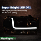 LED DRL Smoke Black Headlights & Bumper Lamps for GMC Sierra/Yukon (1999–2007)