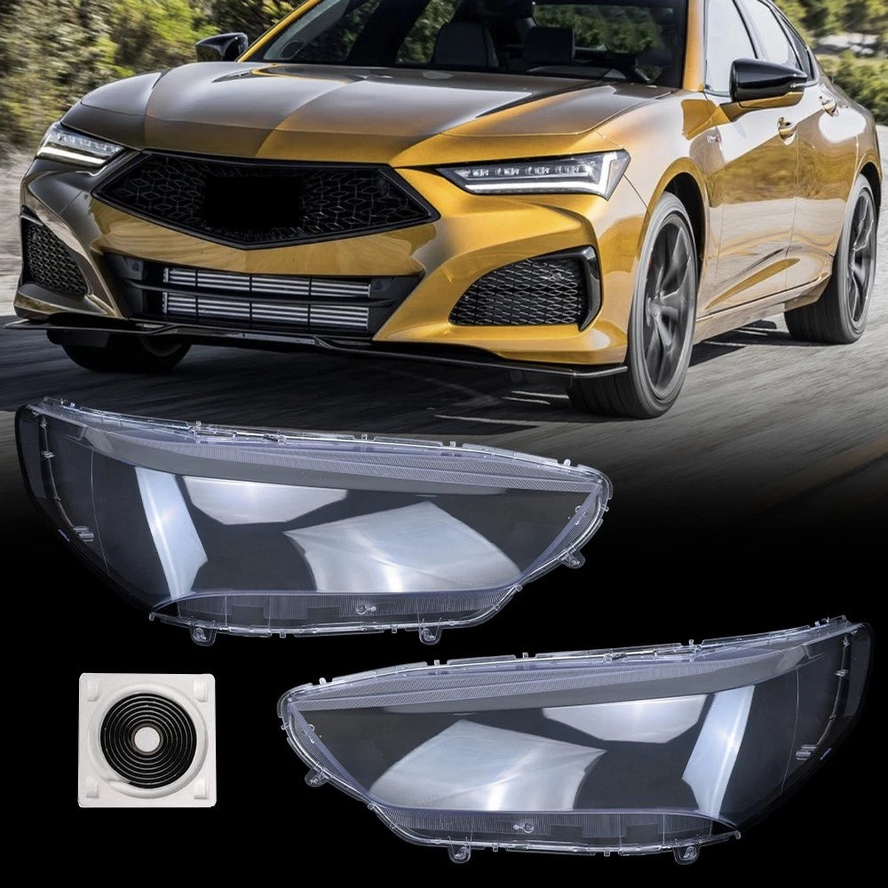 Set of 2 Left + Right Headlight Clear Lens Shells for Acura TLX (2018–2020)