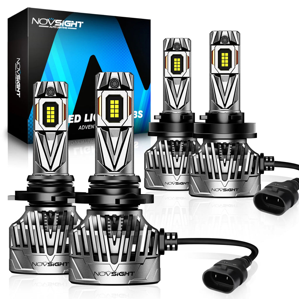 4X NOVSIGHT 9005/HB3 H11 LED Headlight Bulbs for High & Low Beam (6500K)