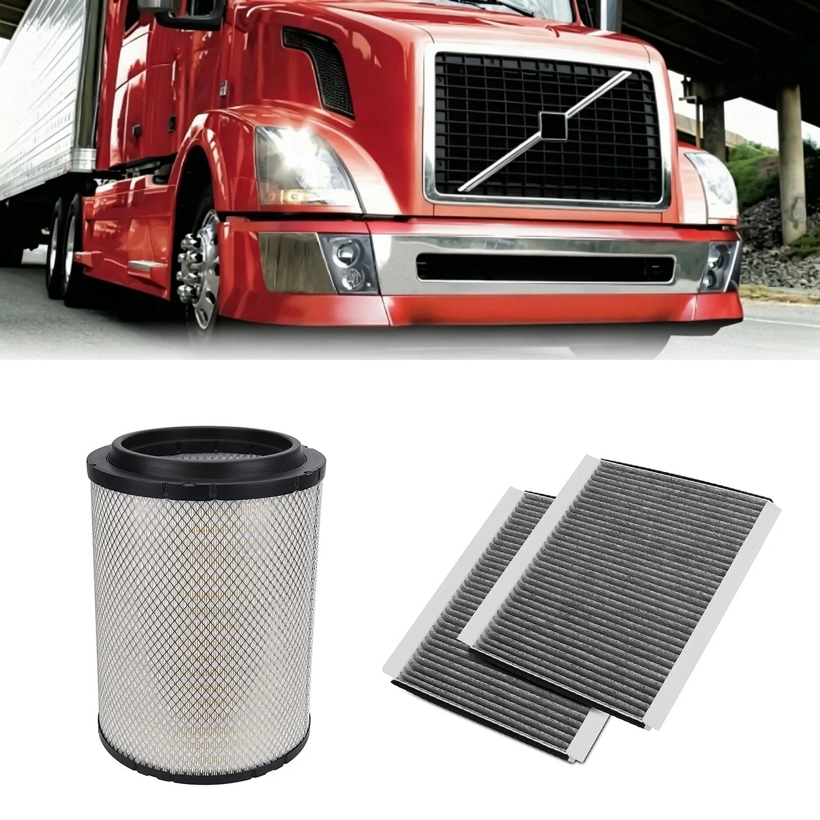 Set of 2 Engine Air Filters & 2 Cabin Filters for Volvo Trucks (AF26472M, AF26405)