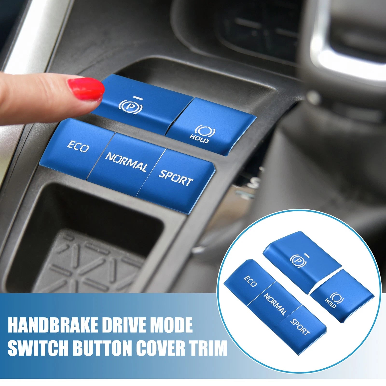5PCS Handbrake Drive Mode Button Metal Cover Trim for Toyota RAV4 (2019–2022)