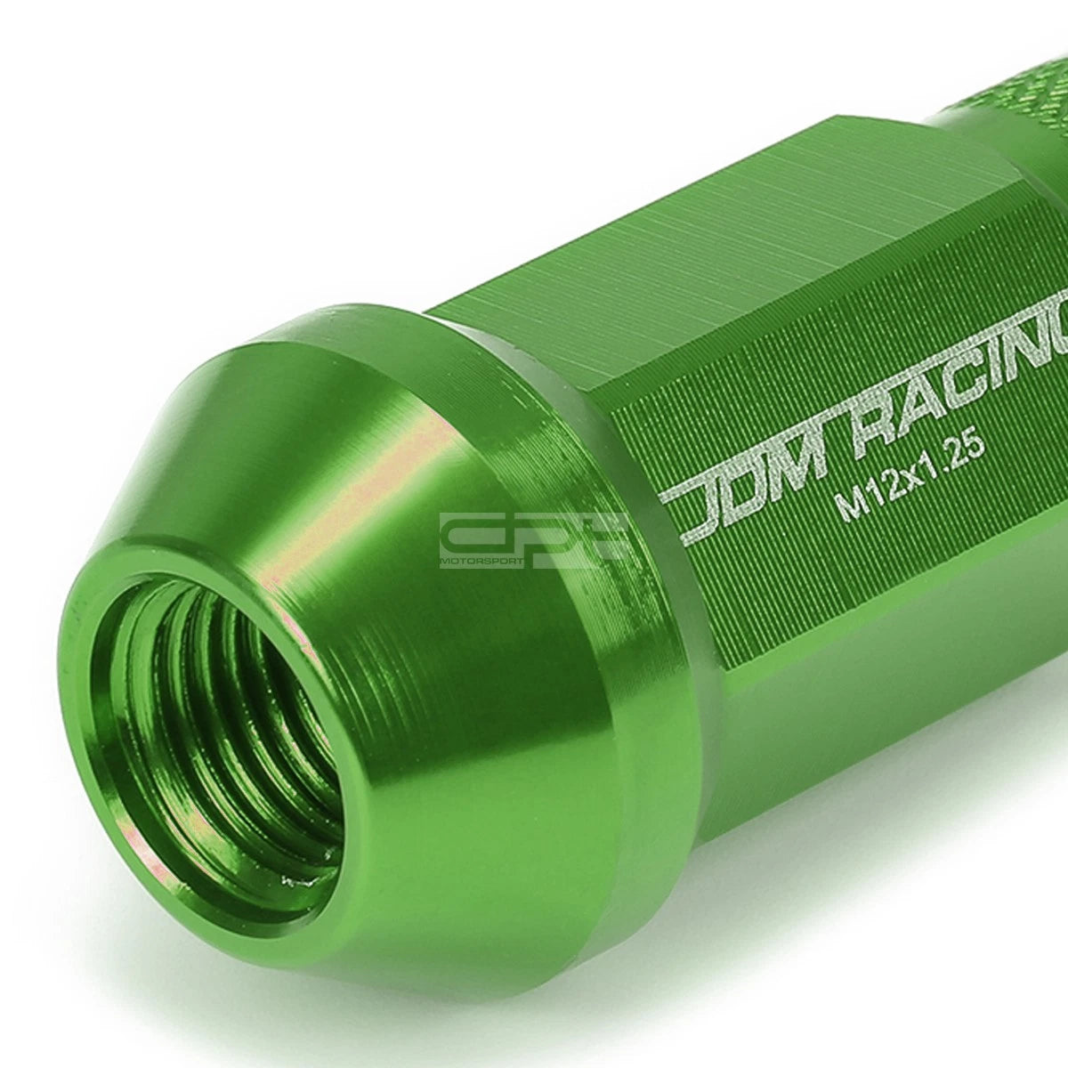 20 PCS Open End M12x1.25 50mm Tall Green Aluminum Lug Nuts + Adapter
