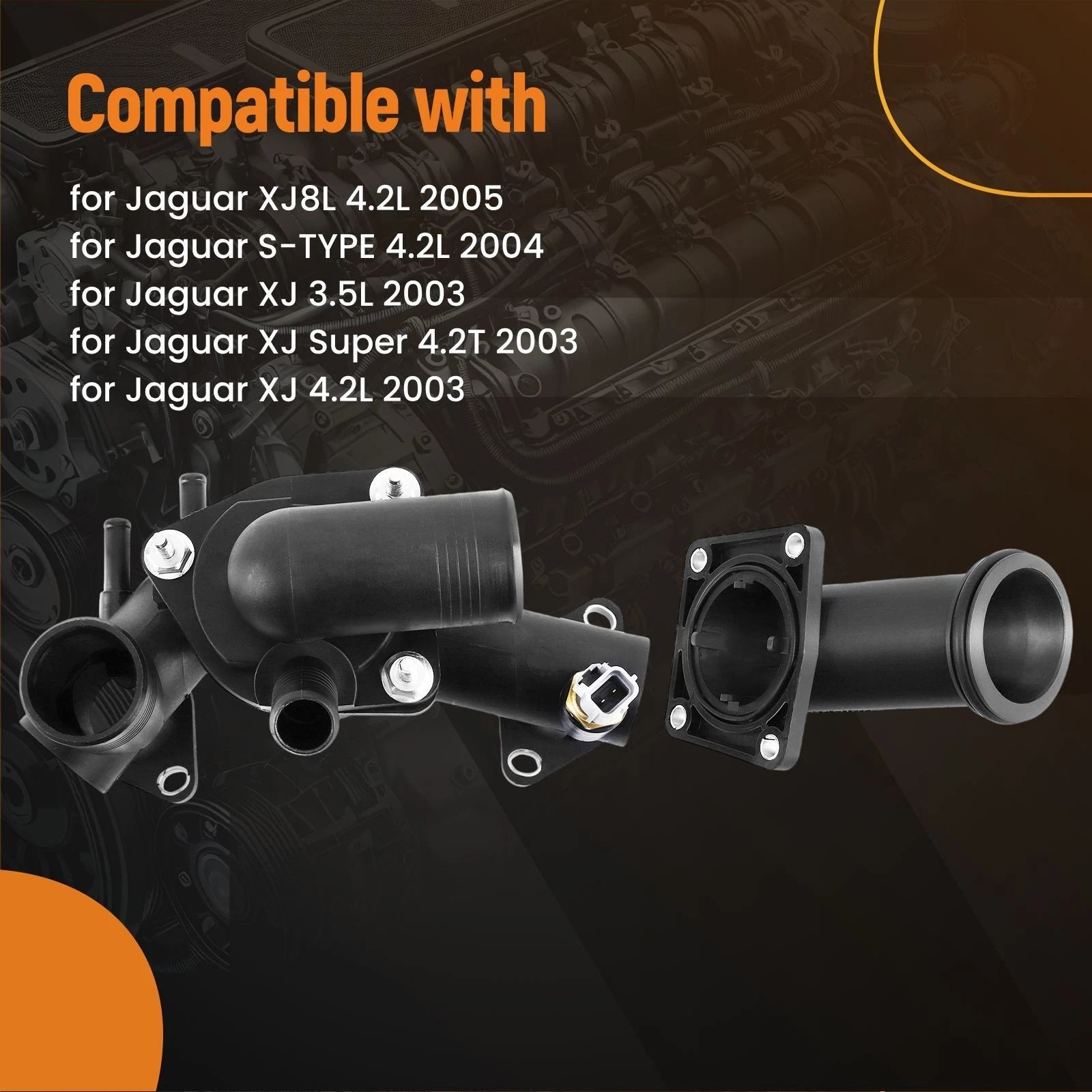 Thermostat Housing & Thermostat for Jaguar XJ8L/XJ/S-Type R (2003–2005) AJ89485