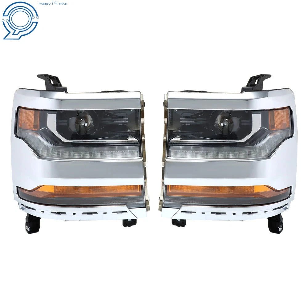 HID Xenon Headlights for Chevy Silverado 1500 (2016–2018) with DRL Chrome