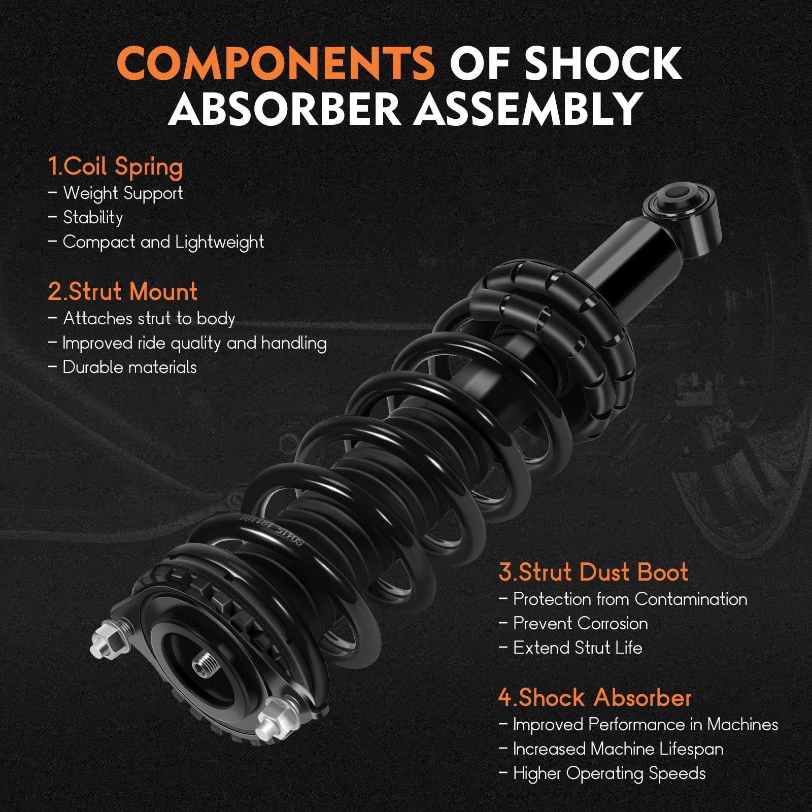 Rear Complete Struts Spring Shock Absorbers Assembly for Subaru Legacy (2000–2004)