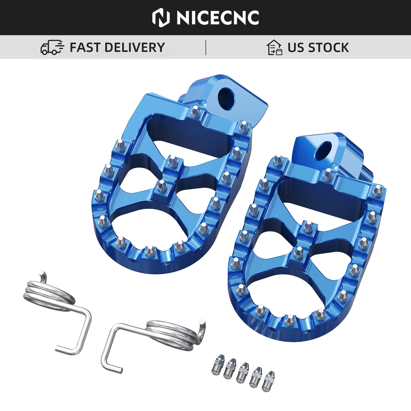 Billet Wide Foot Pegs for Yamaha YZ65 (2018–2023), YZ85 (2002–2023) - Blue