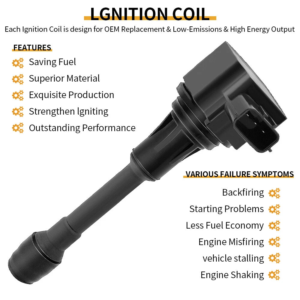 UF549 Ignition Coil & Iridium Spark Plugs for Nissan Altima (2007–2013)
