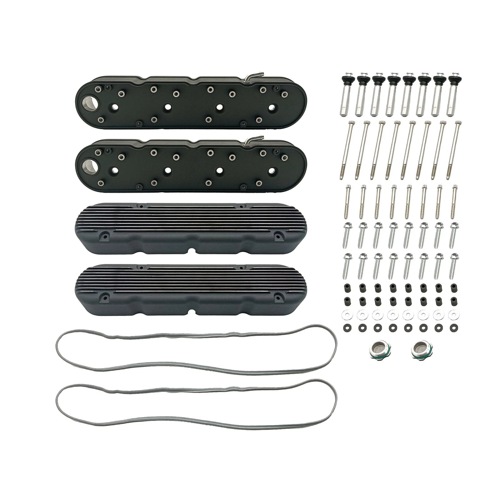 2X Valve Covers for Chevy LS (Finned Black Aluminum)