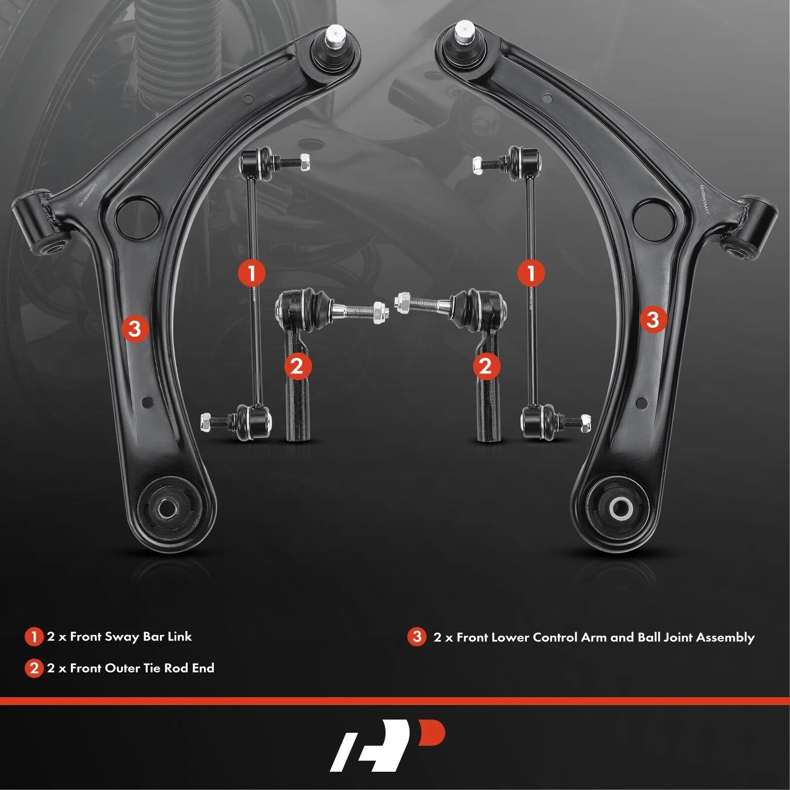 Set of 6 Front Control Arm Sway Bar Link Tie Rod Ends for Jeep Compass