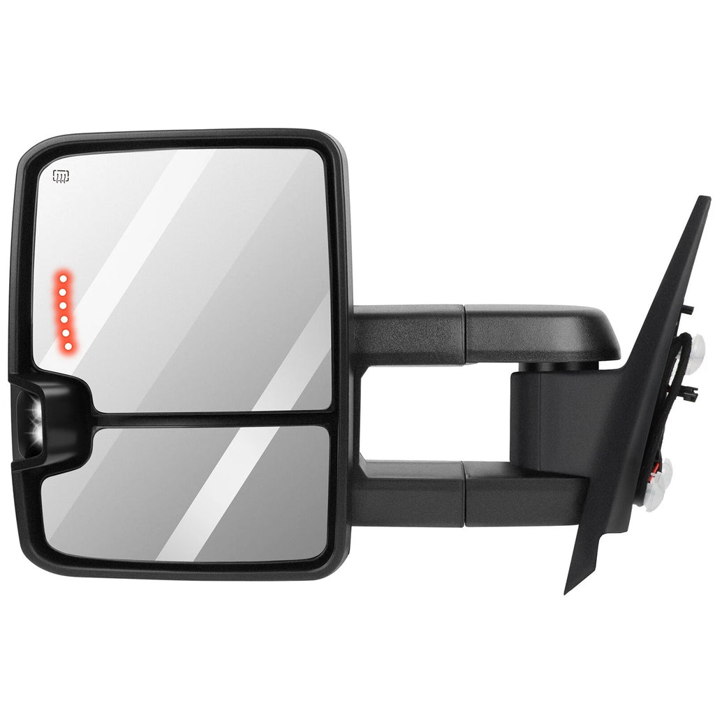 Set of 2 Chrome Power Heated Dynamic LED Signal Towing Mirrors for Silverado Sierra (2007–2014)