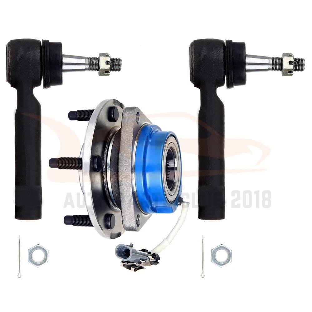 Front LH/RH Wheel Hub & Bearing Assembly w/ ABS + 2 Outer Tie Rods for Chevy
