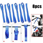 8pcs Bandage Blue Soft Loop Ratchet Strap Tie Down Straps for Motorcycle