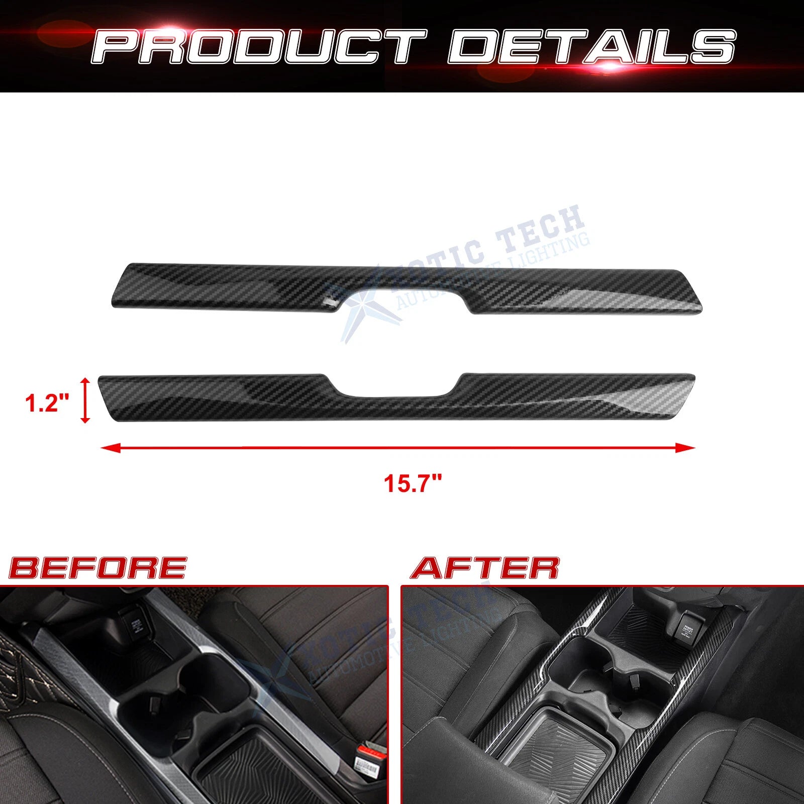 Carbon Fiber Center Console Cup Holder Panel Cover for Honda CR-V (2017-2020)