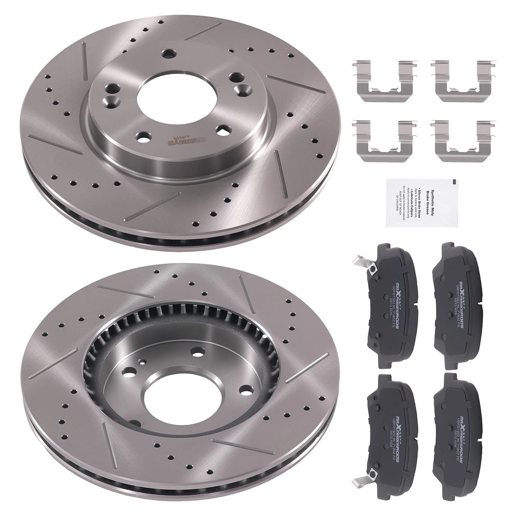 Front Disc Brake Rotors & Ceramic Pads for Hyundai Elantra (2011–2016), Veloster (2012–2015)