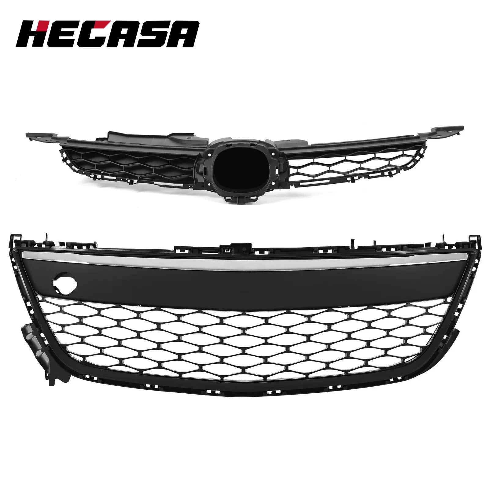 Front Bumper Upper & Lower Grille for Mazda CX-7 (2010–2012) - Black/Chrome