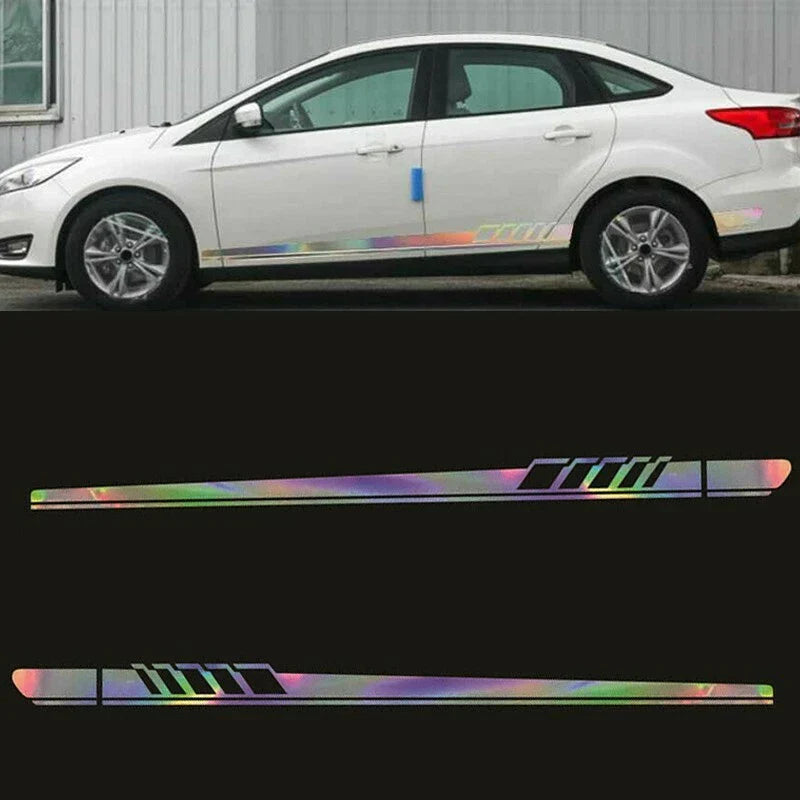 2x Reflective Auto/Car Body Both Side Graphics Vinyl Long Stripe Decal Sticker