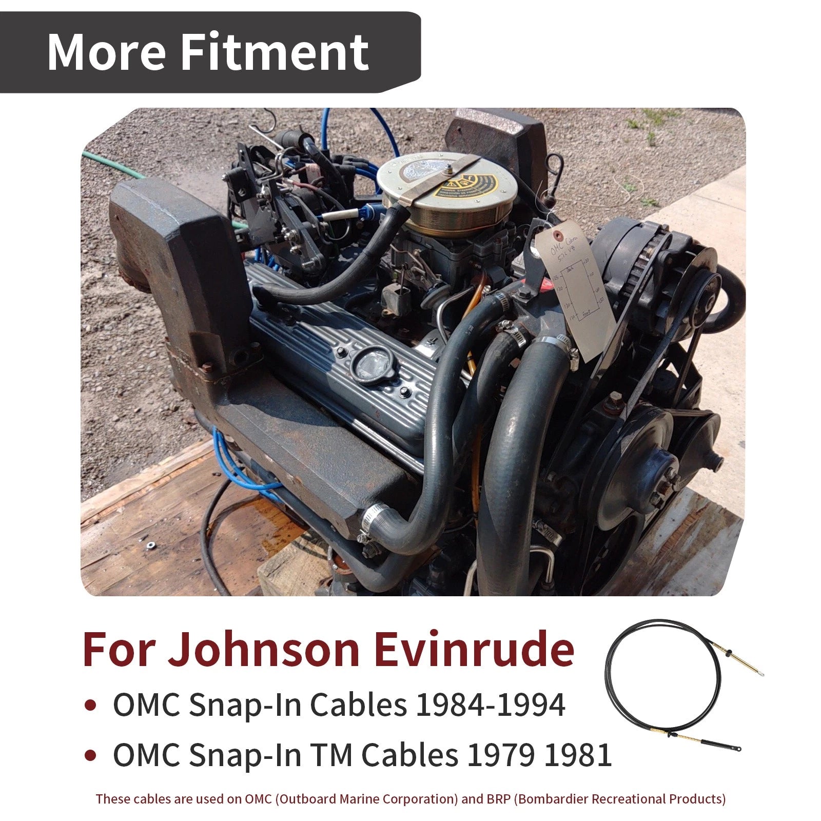 Snap-In Control Cable for Johnson Evinrude OMC TM (1979–1981) 0173114