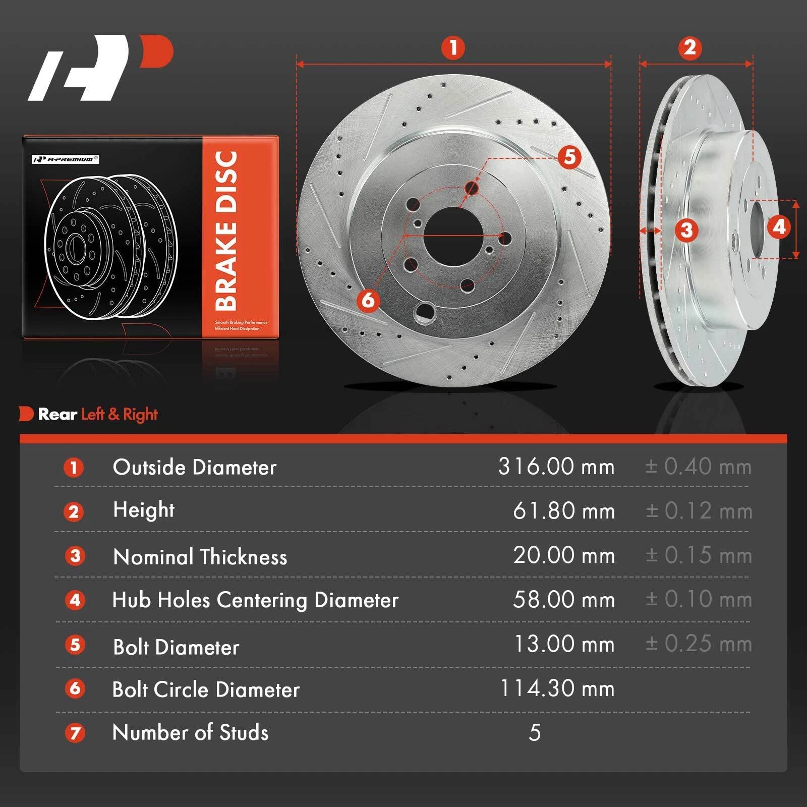 Drilled Brake Rotors for Subaru BRZ (2017–2020) Toyota 86 (2019–2020)