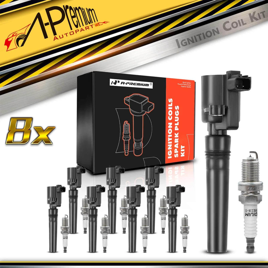 Set of 8 Ignition Coils & Iridium Spark Plugs for Ford Thunderbird (2002–2004)