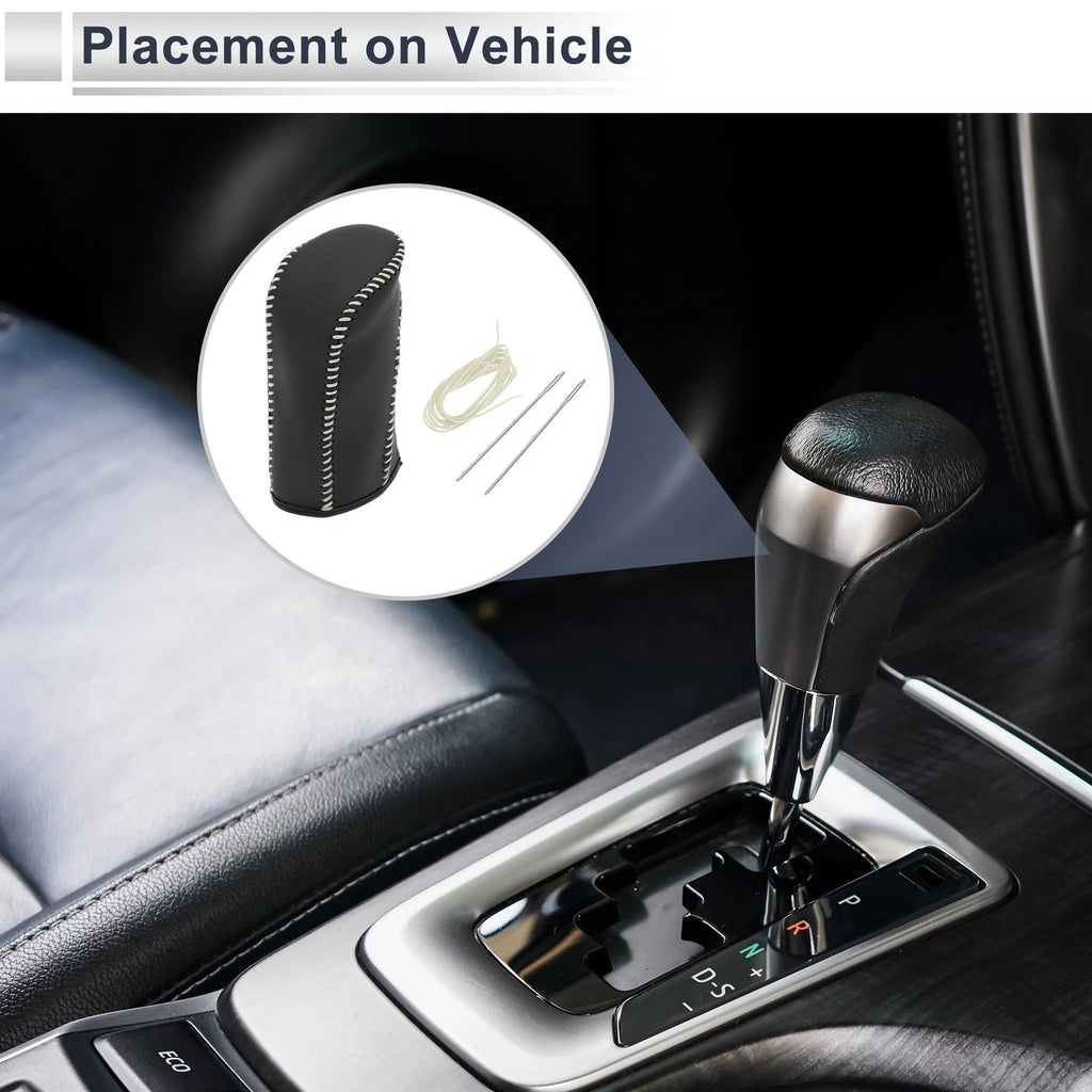 Gear Shift Knob Cover for Nissan Tiida (2004–2012) Black Beige Faux Leather
