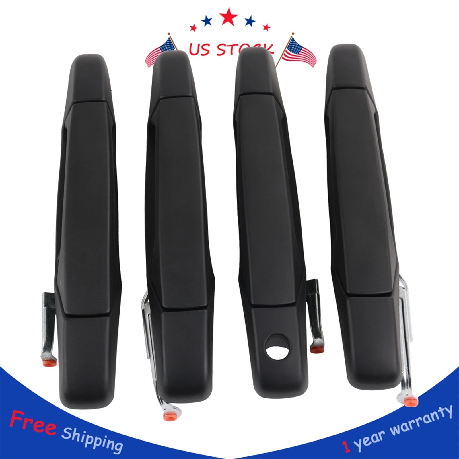 Set of 4 Black Door Handles for Chevy GMC Tahoe Yukon Sierra (2007–2014)