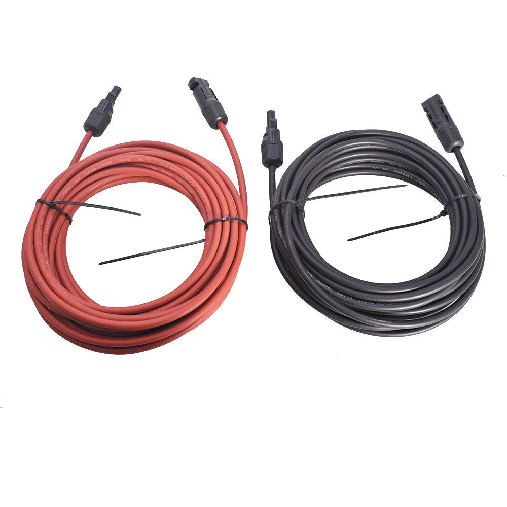 1 Pair Solar Panel Extension Cable for Universal Use (30ft, 12AWG)