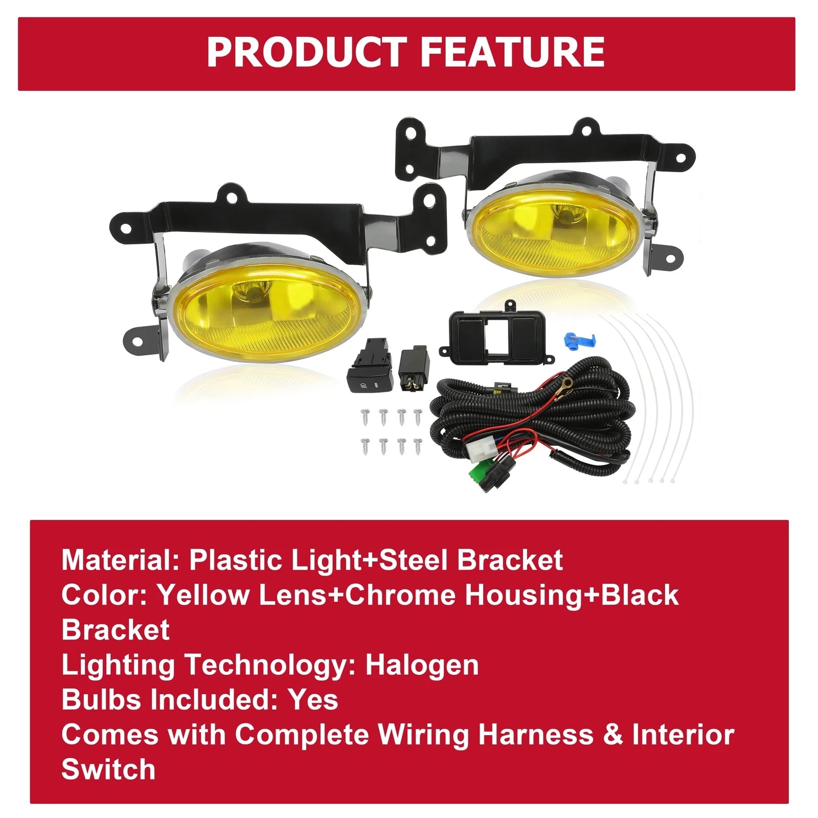Fog Lights for Honda Civic Coupe 2006–2008 (Yellow, Sealed, Wiring Included)