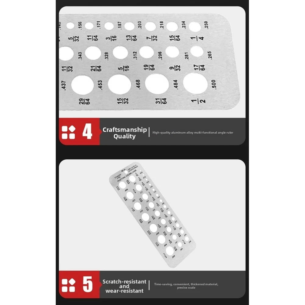 Drill Bit Gauge for Accurate Measurement (1764 to 12 Inch Size)