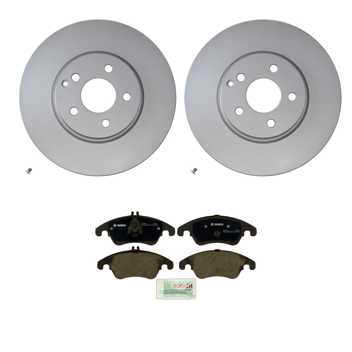 Hella Front Rotor & Bosch QuietCast Disc Brake Pad Kit for Mercedes W204 C300 C350 (2008–2015)