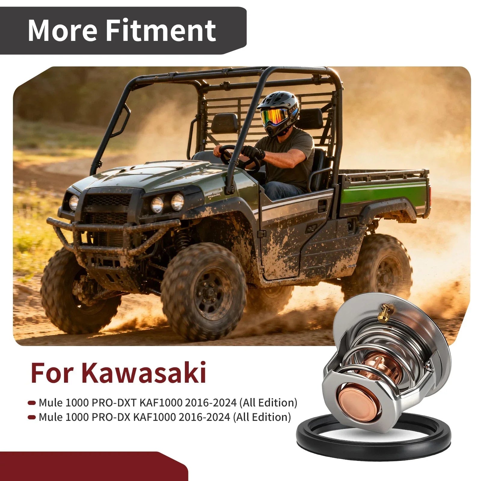 Thermostat w/ O-Ring for Kawasaki Mule 1000 PRO-DXT PRO-DX (2000–2008)