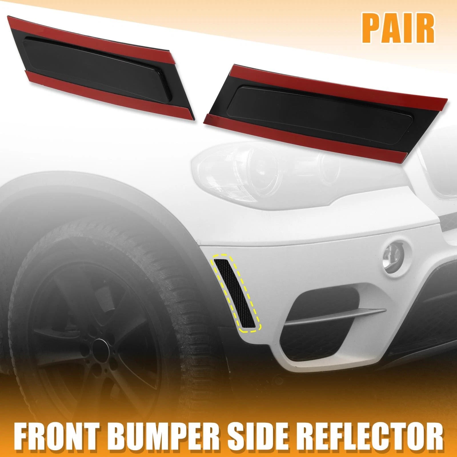 Pair Front Bumper Reflector Side Marker for BMW X5 (2007–2013) 63217162547 Black