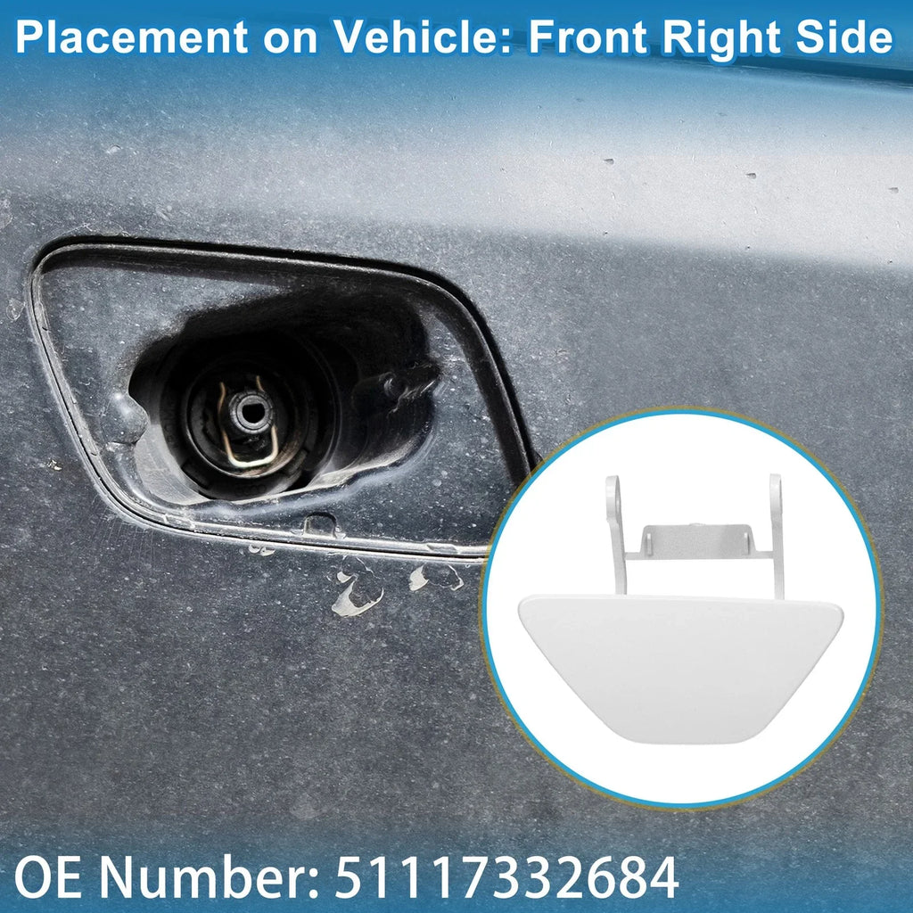 Front-Right Washer Nozzle Cover Cap for BMW 528i (2014-2016) White