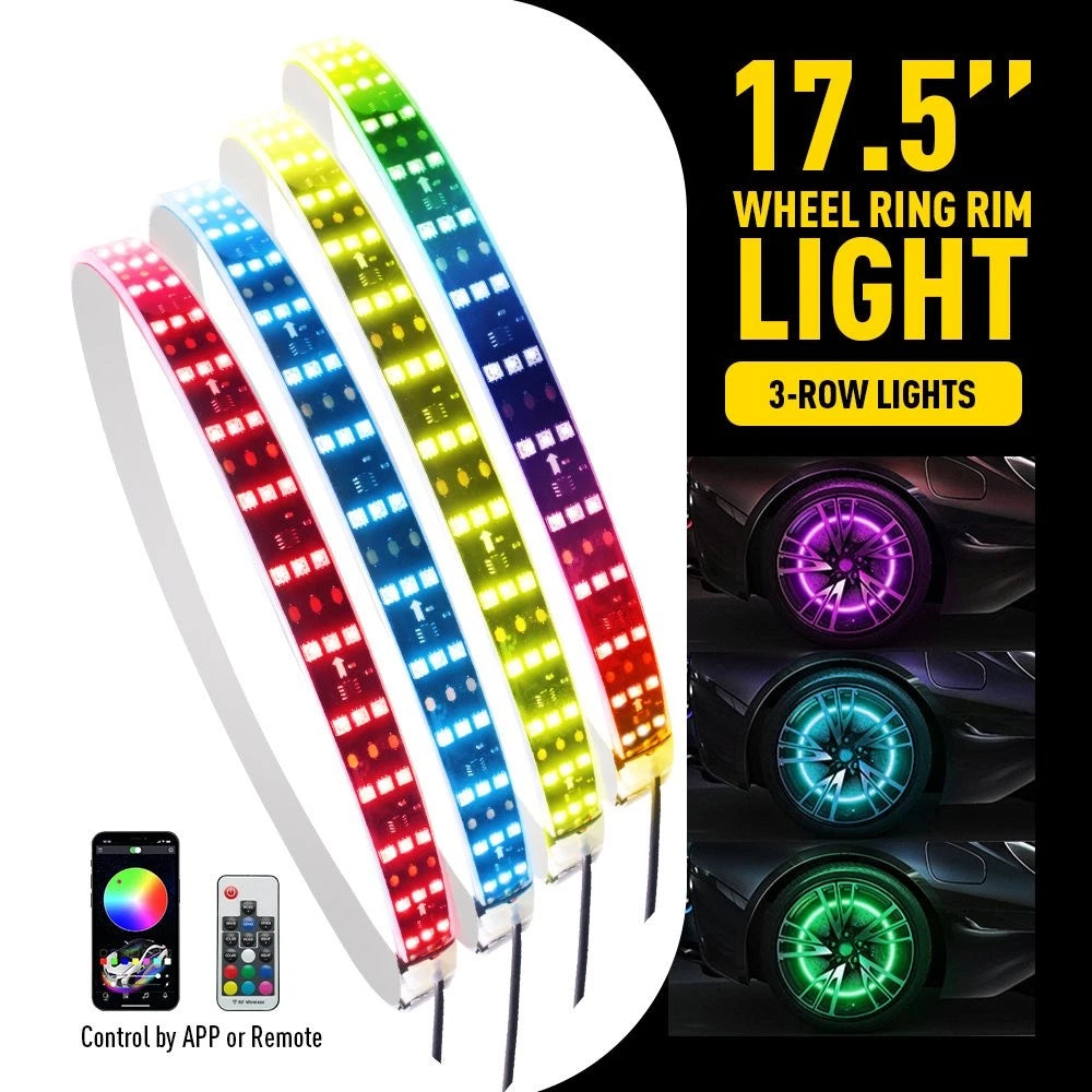 4X 17.5" RGB Wheel Ring Lights for Truck Car (APP + Remote)