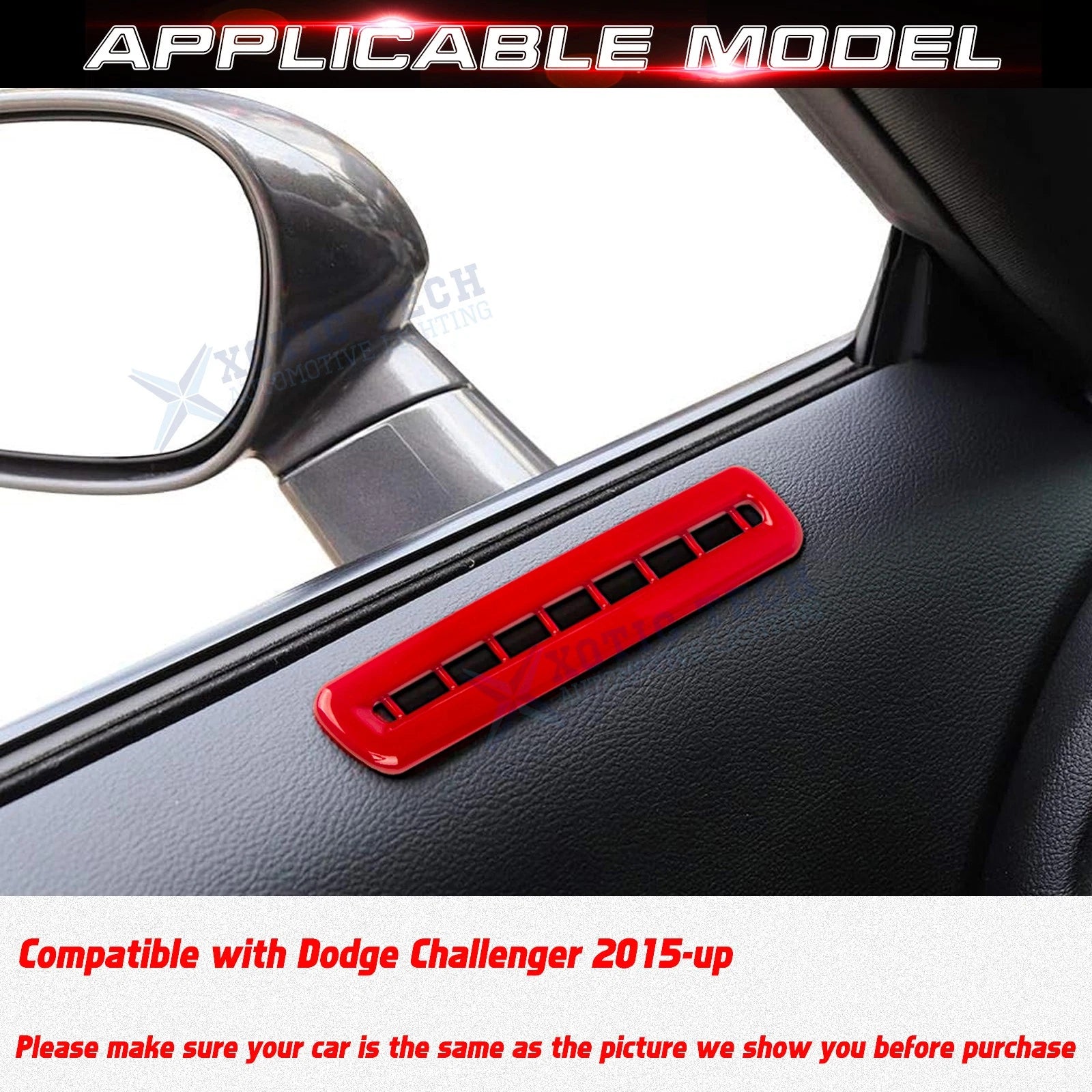Glossy Red Door AC Outlet Ventilation Grille Cover for Challenger (2015-2023)
