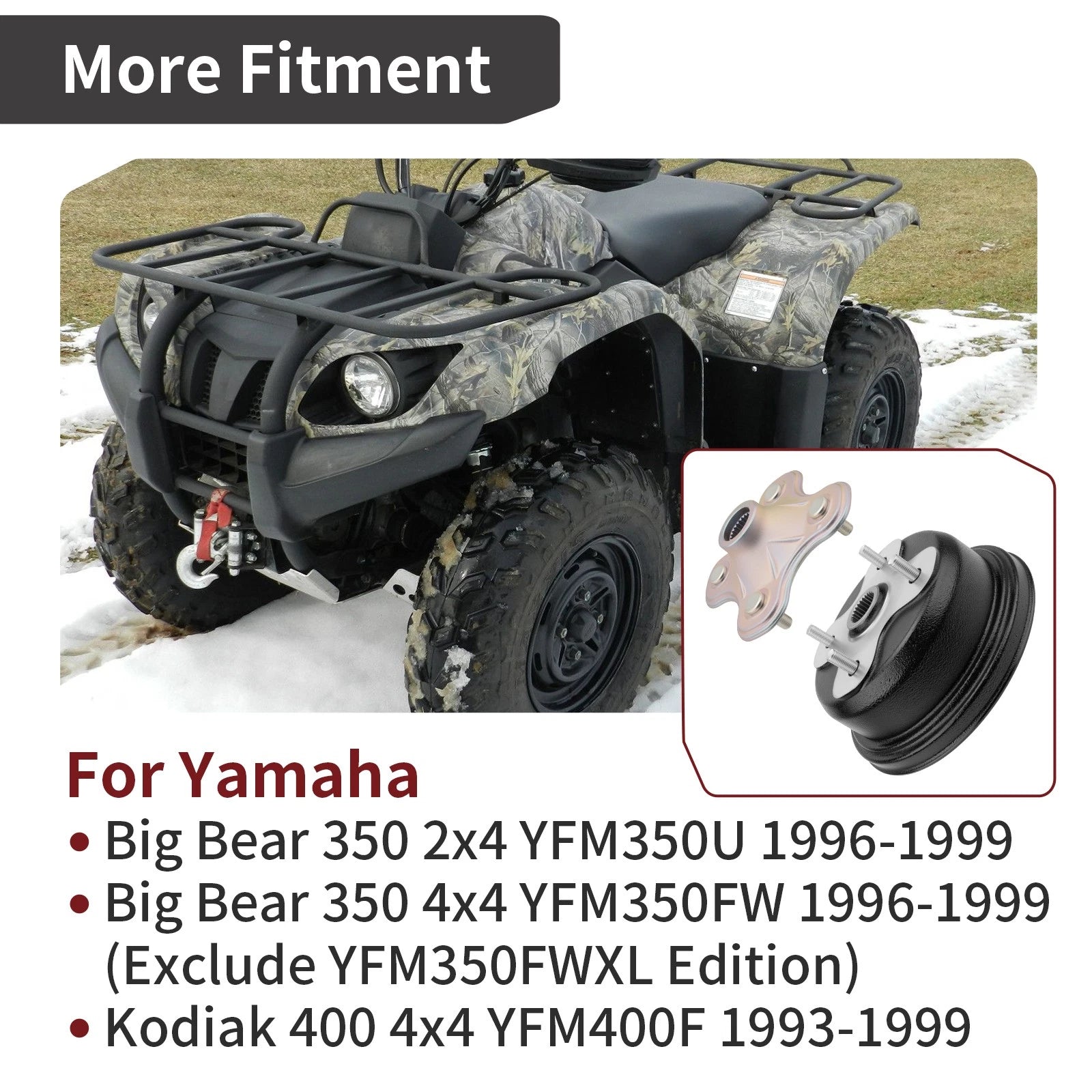 Rear Brake Drum & Hub for Yamaha Big Bear 350 YFM350U/YFM350FW (1996–1999)