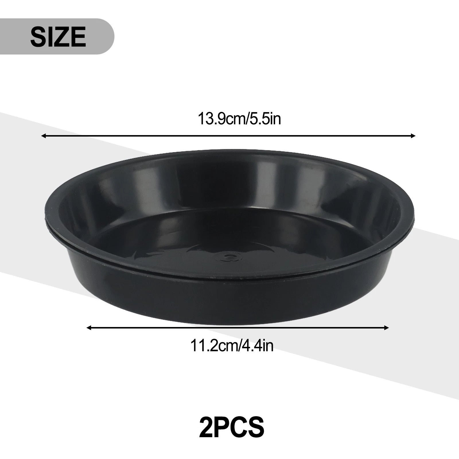 Set of 2 Round Plastic Saucer Plant Trays for Various Sizes (4-10 Inch)