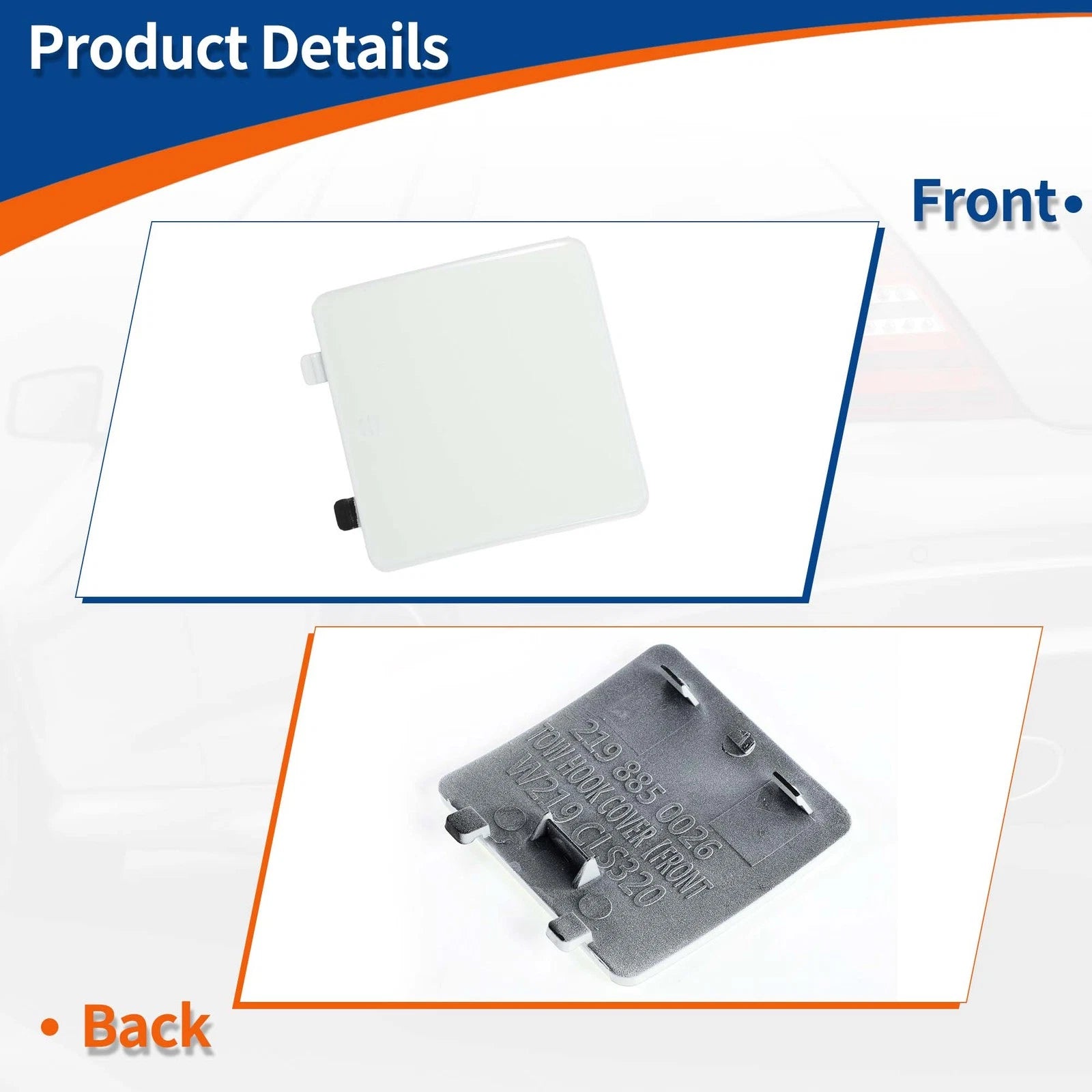 Tow Hook Cover for Mercedes-Benz (A2198850026) (2010–2015) White
