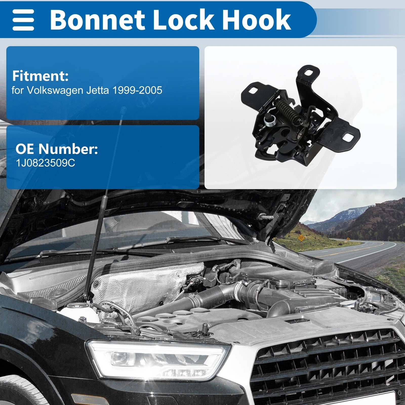 Hood Latch Assembly for Volkswagen Jetta (1999–2005) 1J0823509C