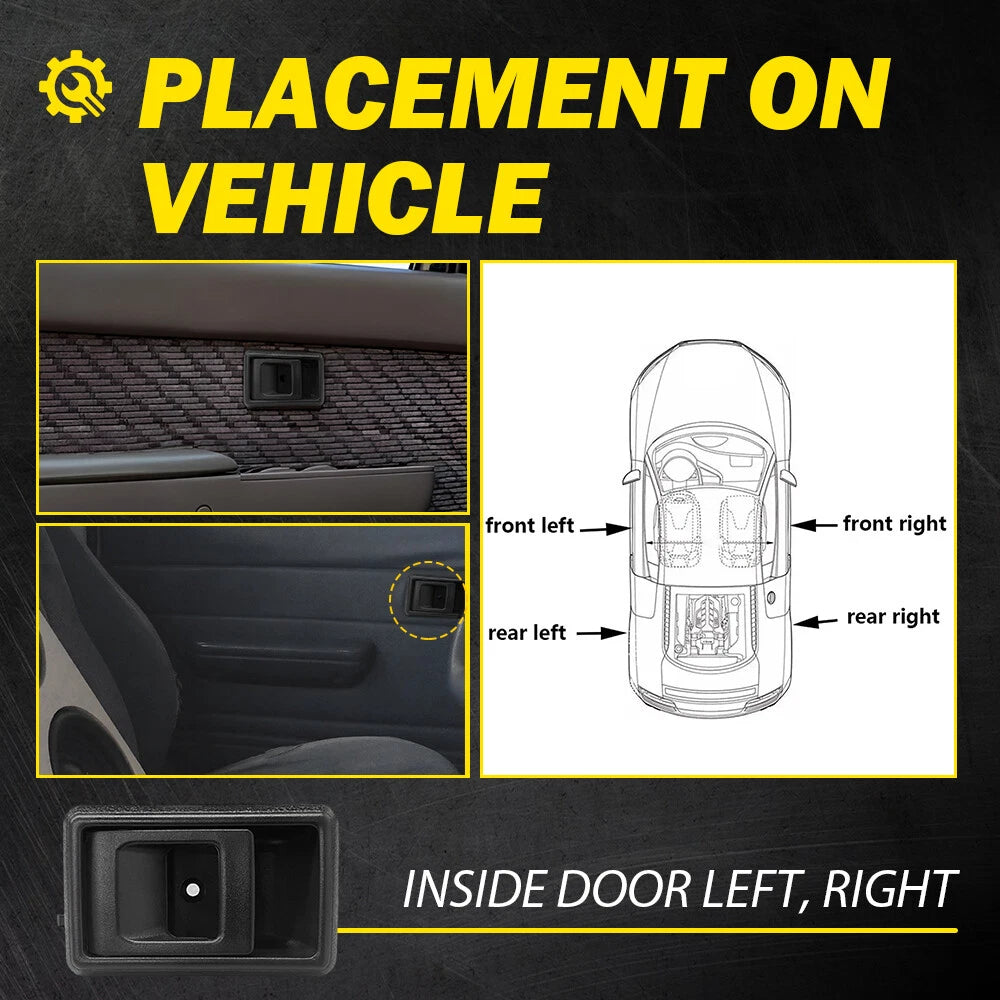 Inside Door Handles for Toyota Tacoma (1989–2000) Front Pair Black