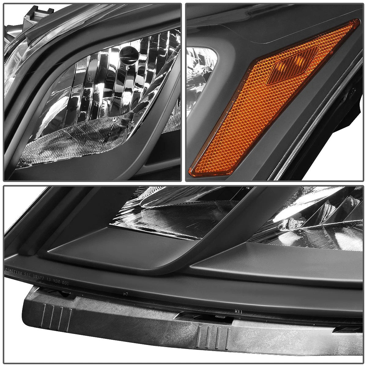 Set of 2 Black Amber Signal Headlights for Chevy Traverse (2013–2017)