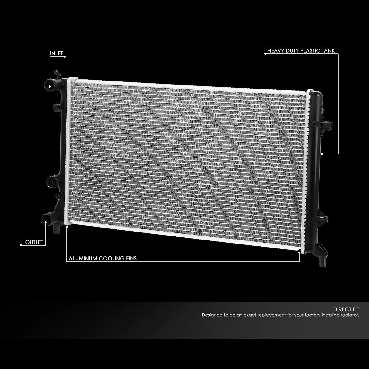 OE Style Aluminum Radiator DPI 13215 for VW Jetta/Passat/Beetle (2011–2015)