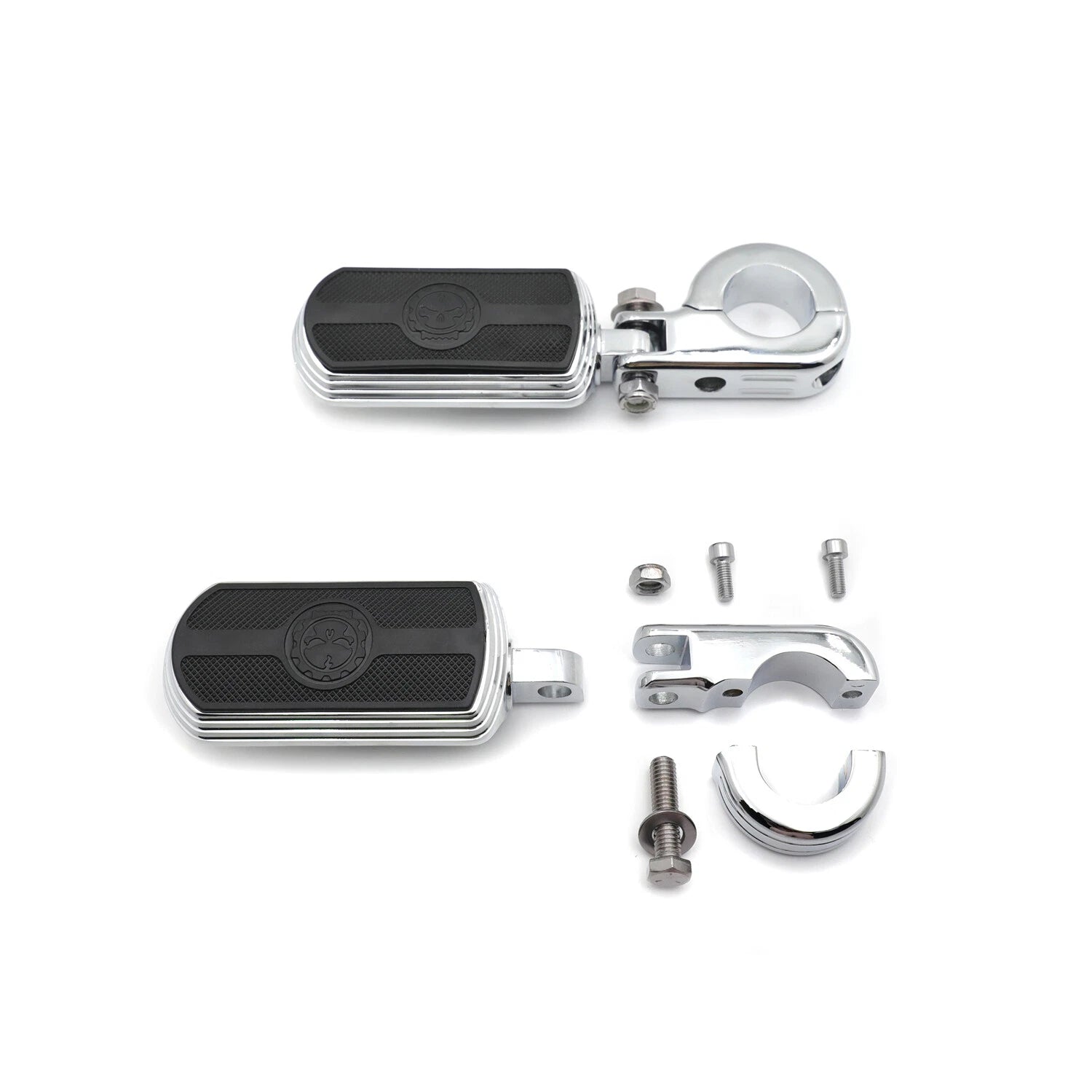 Chrome 1.25" Gear Skull Racing FootPeg P Clamp for Harley Sportster