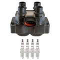 Denso Ignition Coil & 4 NGK Iridium Spark Plugs for Mazda 626 (1998–2002)